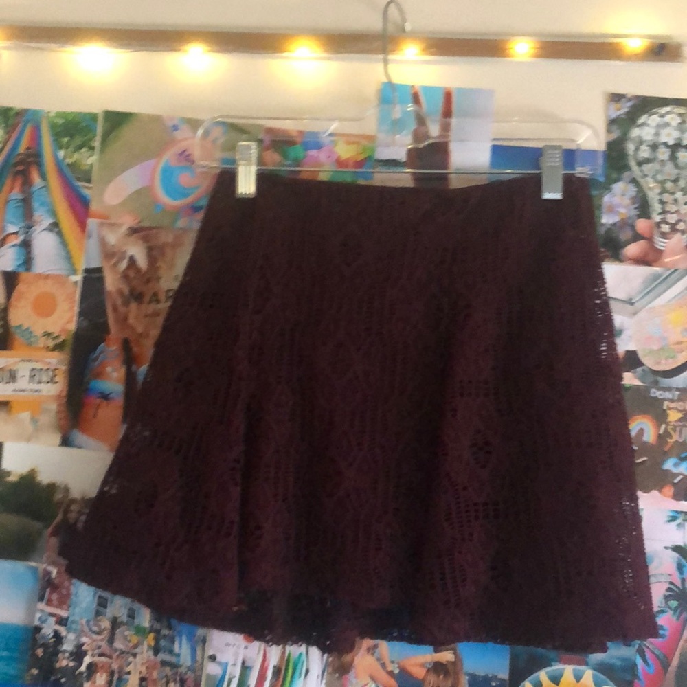 maroon lace skirt